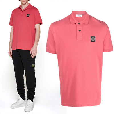 23SS 스톤아일랜드 로고패치 폴로 티셔츠 핑크 2SC17